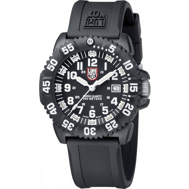 Luminox Original NAVY Seal Rubber Strap Black Dial Swiss Quartz Diver's XS.3051.F 200M Men's Watch black