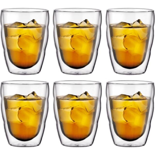 Bodum PILATUS glasset (dubbelväggig, isolerad, diskmaskinssäker, 0,25 l/8 oz) – paket med 6, transparent