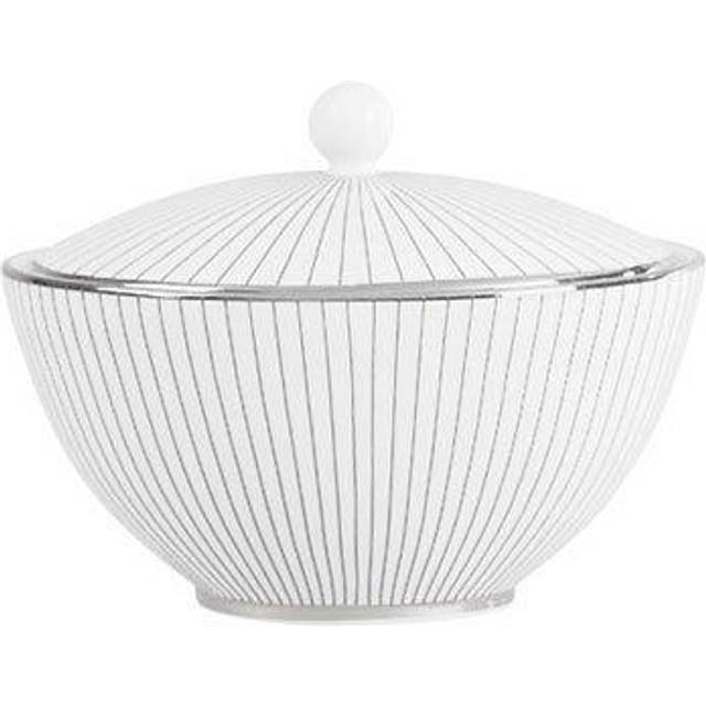 Wedgwood Pinstripe sugar bowl with lid white