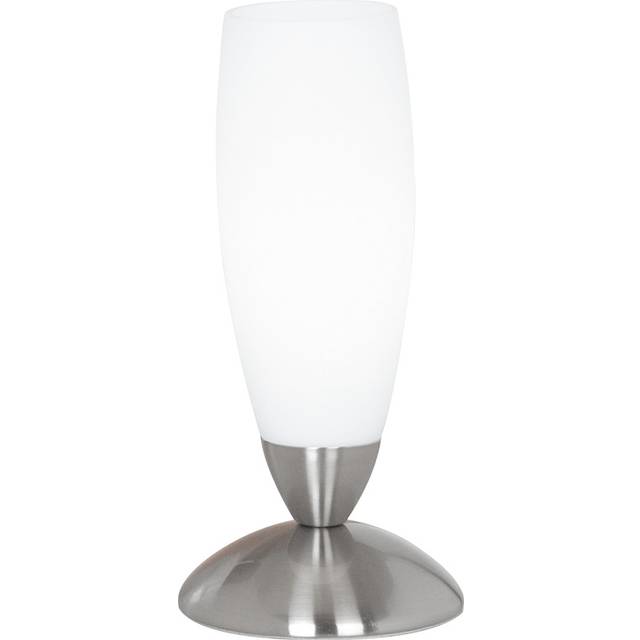 Eglo Bord slim, bord, sänglampa i metall och glas, vardagsrum i nickelmatta, vit, lampa med strömbrytare, E14-sockel