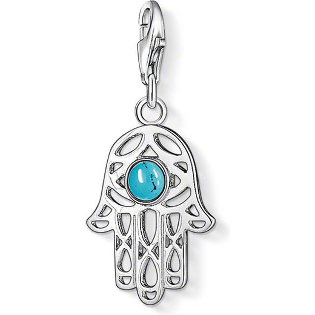 THOMAS SABO Silver Synthetic Turquoise Hand of Fatima Charm 1052-404-17 - Blue