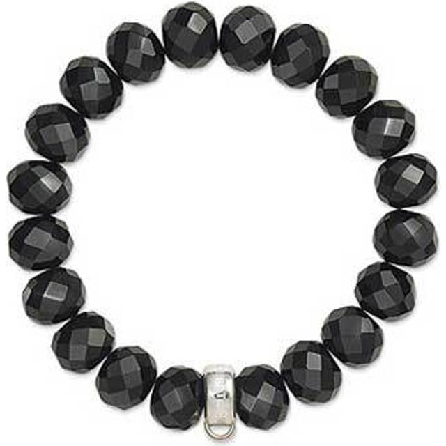 Thomas Sabo Damen-Charm Steinarmband aus schwarzem Obsidian mit einem gebrandeten 925 Sterling silber Breite: 1.0 cm X0035-023-11-L