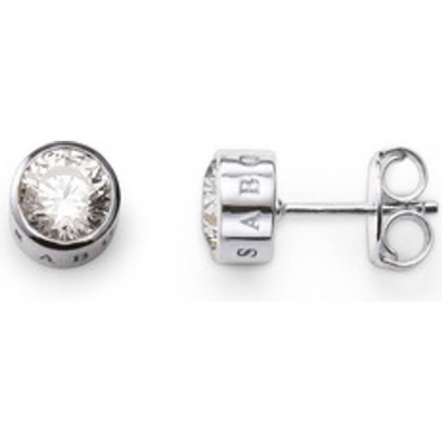 THOMAS SABO Silver Cubic Zirconia Logo Stud Earrings H1670-051-14