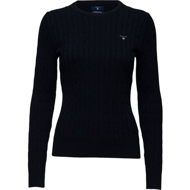 Stretch Cotton Cable Crew Sweater Dam, Even.Blue, XS