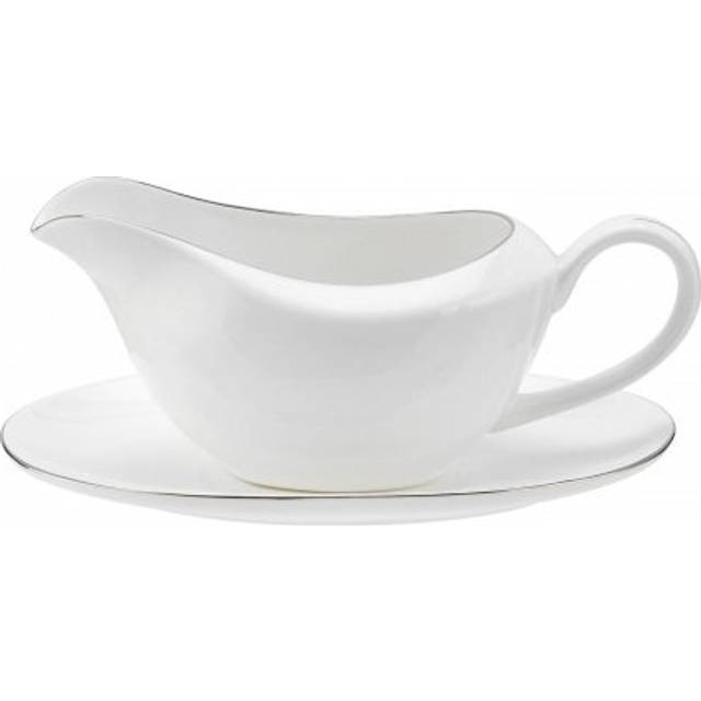 White Serendipity Fine Bone China Gravy Boat & Stand (*)