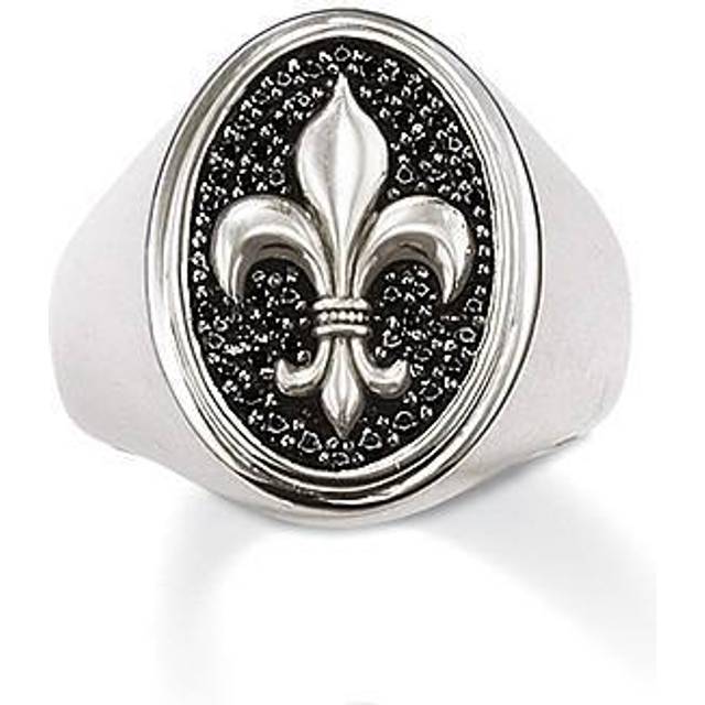 Thomas Sabo Signet ring bourbon lily black TR1803-051-11-58 - black/silver-coloured