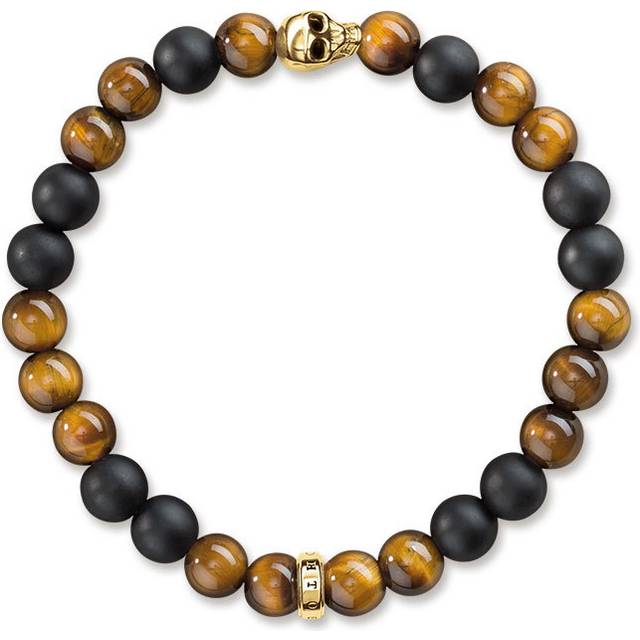 Thomas Sabo Bracelet brown skull brown A1509-881-2-L15,5 - brown/yellow gold-coloured/black - 15 cm