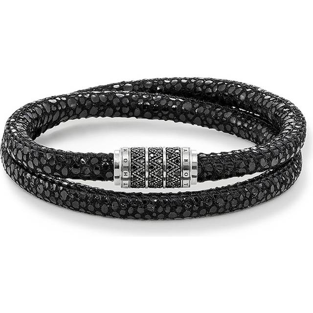 THOMAS SABO, Bracelets, female, Black, ONE SIZE, Bracelet Black Zig Zag Leather Black/Silver Ub0004-837-11
