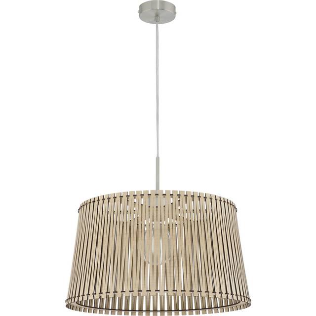 Eglo - Sendero - 1 Light Ceiling Pendant Satin Nickel with Maple Wood Shade, E27