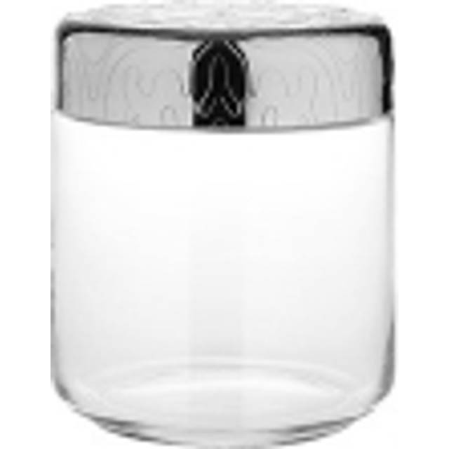 Alessi - Dressed Kitchen Storage Box 75cl - transparent, edelstahl/glänzend poliert/H 12,3cm / Ø 10,5cm/75cl - stainless steel (12.3 x 10.5 x 10.5 x &#8960;10.5cm)