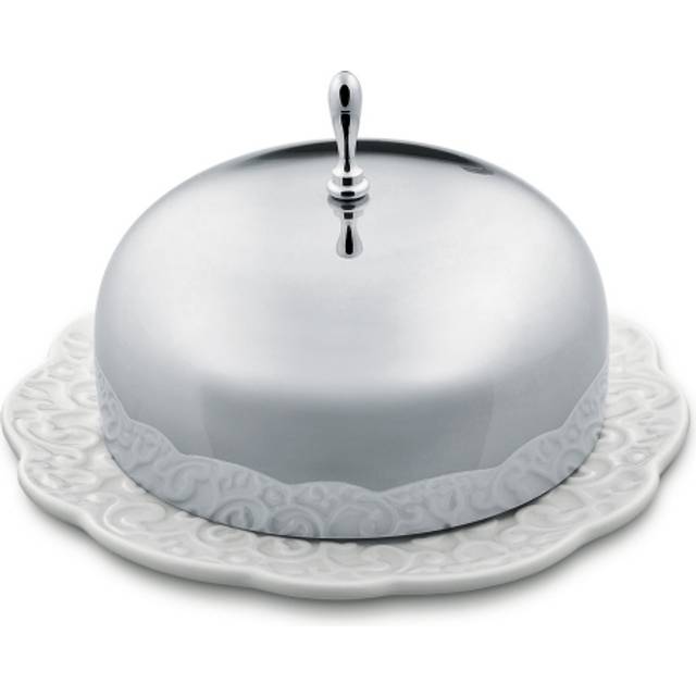 Alessi - Dressed Butter Dish - weiß, edelstahl/glänzend poliert/H 7,6cm / Ø 12cm - stainless steel (7.6 x &#8960;12.0cm)