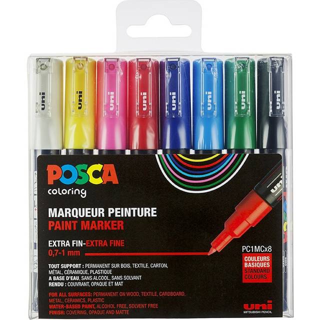 uni-ball 186708 POSCA markör med extra fin kulspets, set med 8