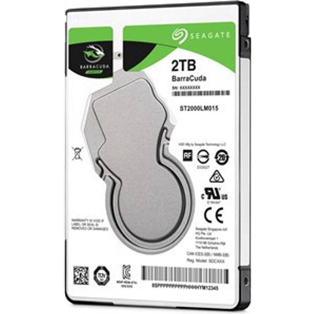 Seagate BarraCuda 2 TB intern hårddisk HDD — 2,5 tum SATA 6 Gb/s 5400 RPM 128 MB cache för PC bärbar dator (ST2000LM015)