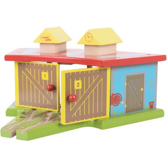 Bigjigs Toys Bigjigs Rail Wooden Triple Engine Shed, Blue