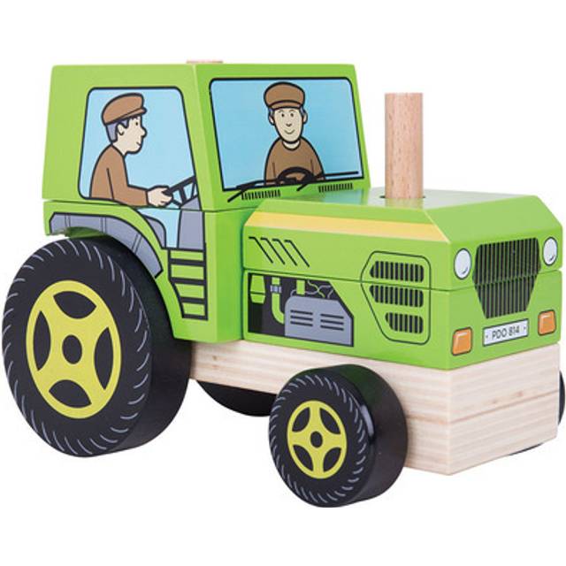 Bigjigs Toys Wooden Stacking Tractor Toy, Green