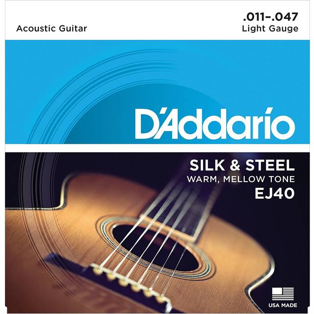 D'Addario Silk & Steel Folk Acoustic Guitar Strings, Light (EJ40)