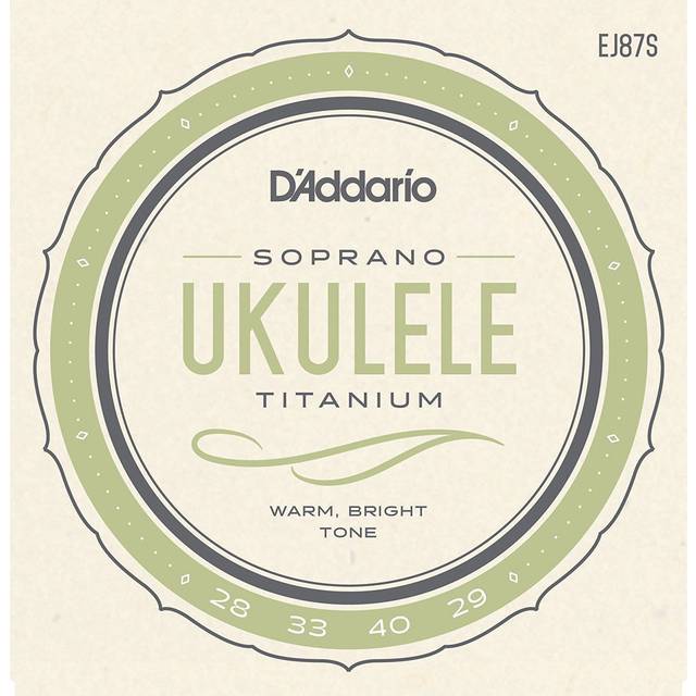 D'Addario Sopran Ukulelesträngar, titan, EJ87S, 4-strängad uppsättning, 1-pack
