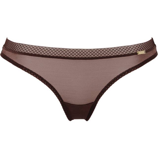 Gossard Womens Glossies Thong - Brown Polyamide - Size Large