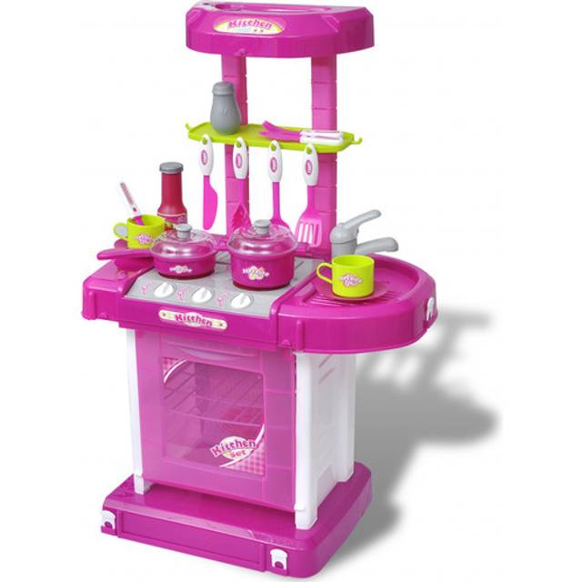 Tegmen Children Playroom Kitchen with Light/Sound Effects Pink