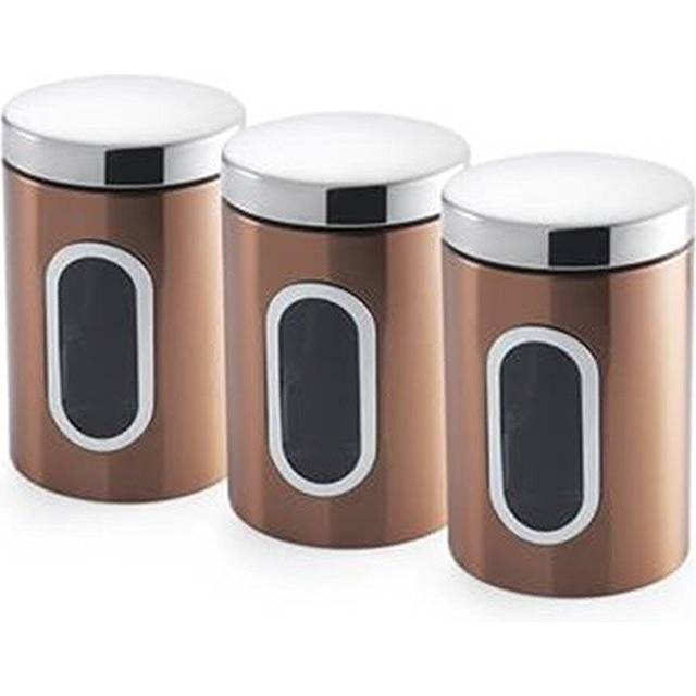 Kitchen Canisters Set of 3 Silver Stainless Steel KZOCS