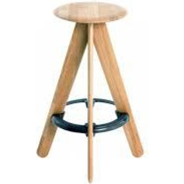Tom Dixon - Slab Barstool - natur/Sitzfläche Ø35cm/Fußablage Gusseisen schwarz H 25cm/LxBxH 53x53x76cm - natural (76.0 x 53.0 x 53.0 x &#8960;35.0cm)