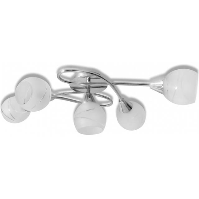 vidaXL Ceiling Lamp with Glass Shades for 5 E14 Bulbs - White