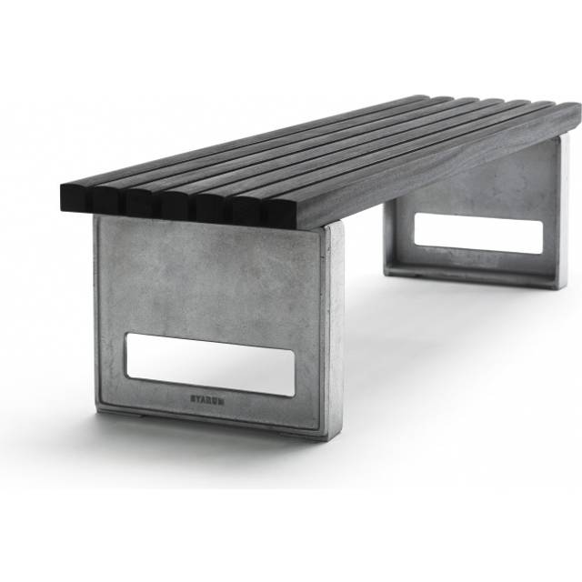 Block bänk smal 180 cm - Svart/Grå/Silver/Träfärg