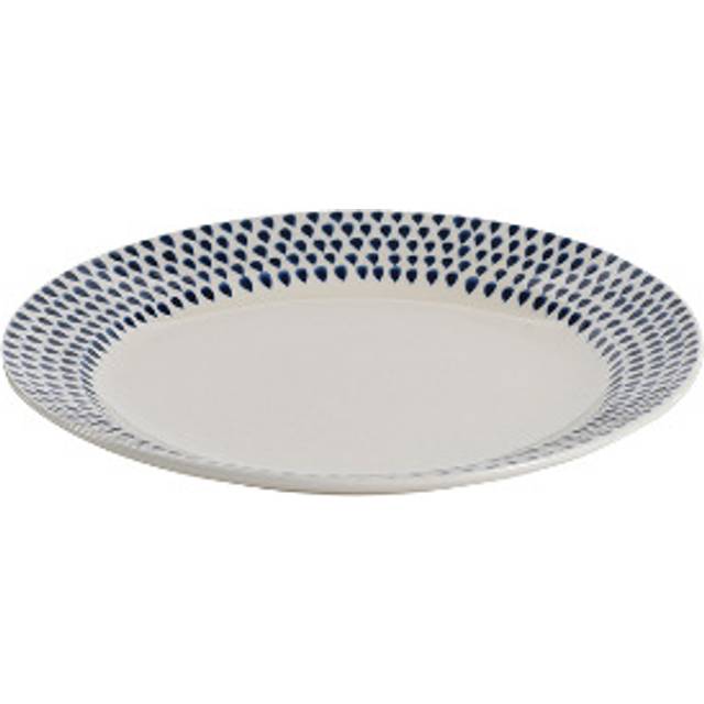 nkuku Indigo Drop Ceramic Side Plate, 22.5cm, Cream/Indigo