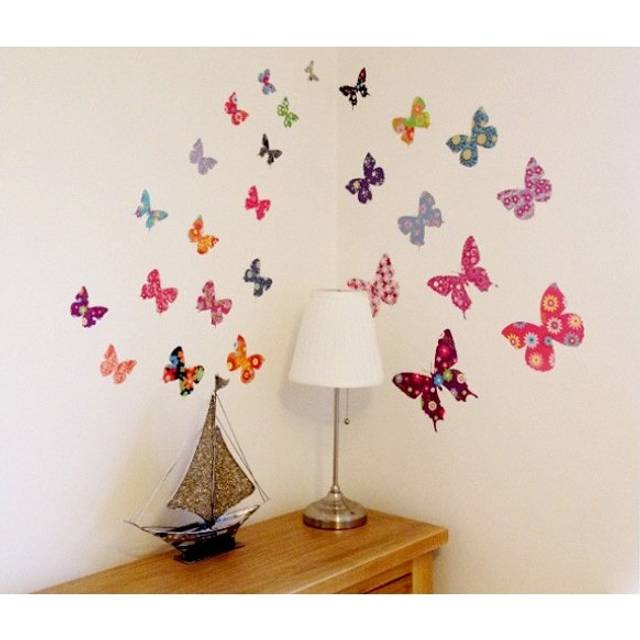 Decowall DW-1201 38 Colourful Butterflies Kids Wall Stickers Wall Decals Peel and Stick Removable Wall Stickers for Kids Nursery Bedroom Living Room