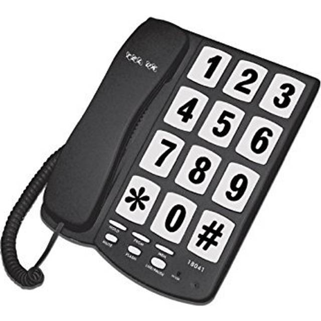 Tel UK New Yorker Big Button Corded Telephone - Black (Model No. Tel UK 18041B)