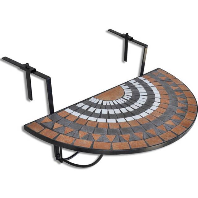 vidaXL Hanging Balcony Table Terracotta and White Mosaic - Brown