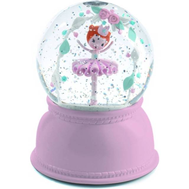Djeco Snöglob m. Ljus - 14 cm - Rosa m. Ballerina - Djeco - One Size - Nattlampa