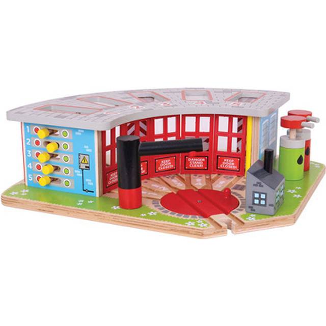 Bigjigs Toys Bigjigs Rail Wooden 5 Way Engine Shed, Multi