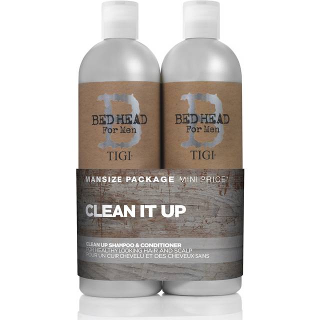 TIGI Bed Head For Men - Wash and Care Clean Up Tween Set: Daily Shampoo 750ml & Peppermint Conditioner 750ml