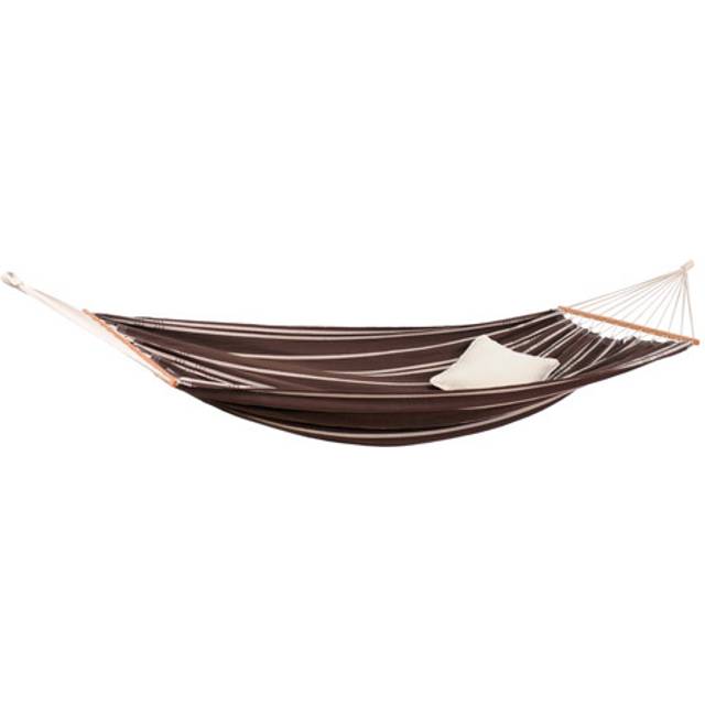 AMAZONAS Stånghängmatta XL Brasilia Tropical handgjord i Brasilien 210 x 140 cm för 1–2 personer upp till 150 kg färgglad randig