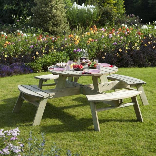 Rowlinson Picnic Bench 70cm (h) x 120cm (l) x 150cm (d)