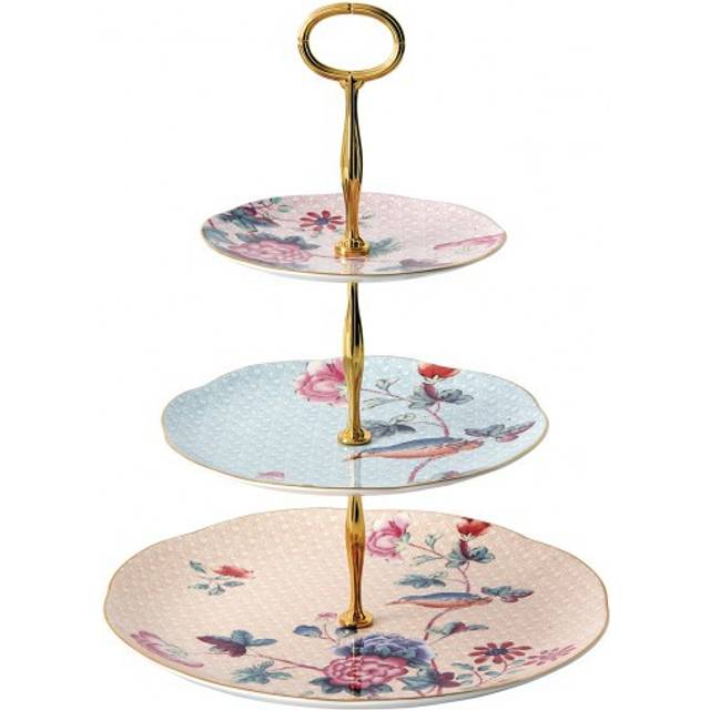 Wedgwood Pink and Green Cuckoo Three-tier China Cake Stand