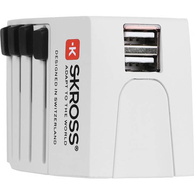 Skross 44722 World Adapter MUV Micro USB - suitable for unearthed devices (2-pole) with an integrated dual USB charger