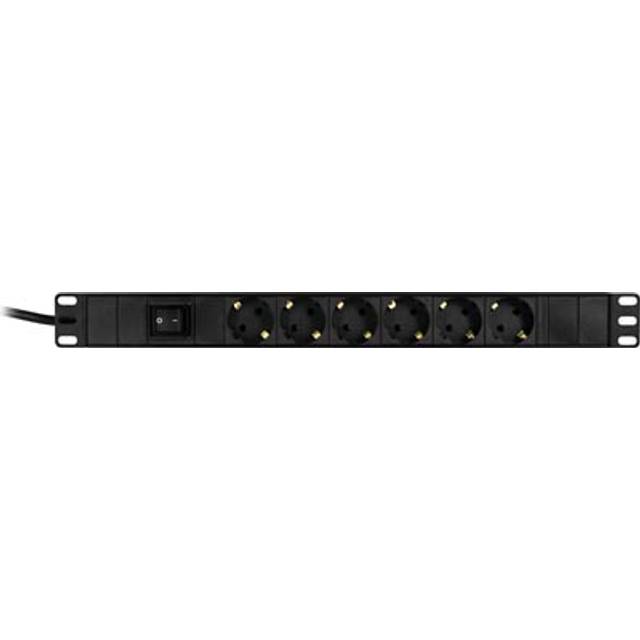 DELTACO Grenuttag, 6xCEE 7/4, 1xCEE 7/7, brytare, 3m kabel, svart (GT-8530)