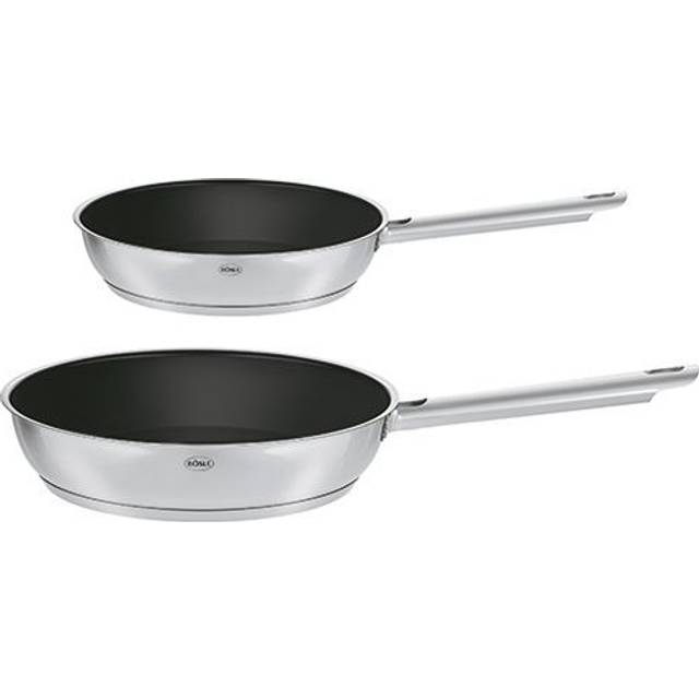 RÖSLE ELEGANCE 2-delad stekpanna, högkvalitativa universella stekpannor med robust non-stick-tätning ProPlex, 20 och 28 cm, 18/10 rostfritt stål, induktionssäker, diskmaskinssäker, 54 x 32 x 13 cm
