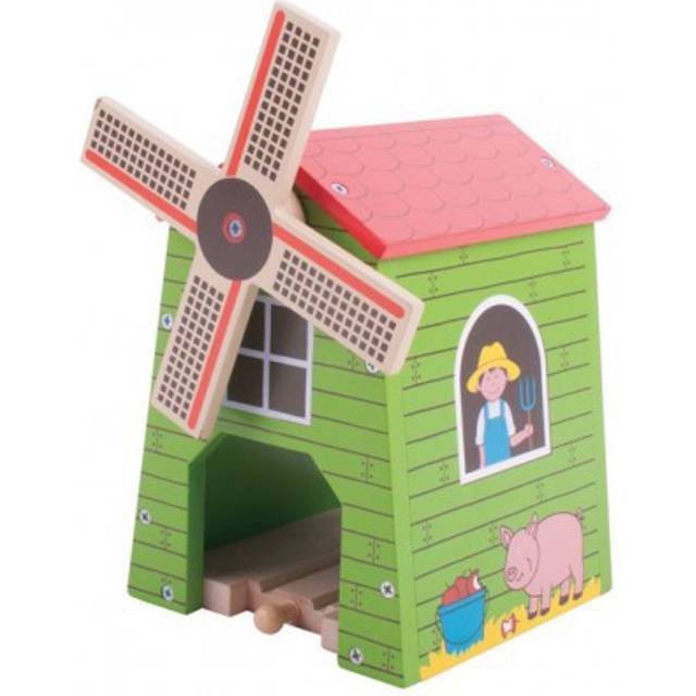Bigjigs Toys Bigjigs Rail Wooden Country Windmill Train Set, Green