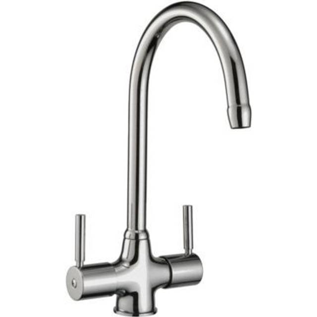 Reginox Thames Chrome Twin Lever Kitchen Sink Mixer Tap With 360 Swivel Spout