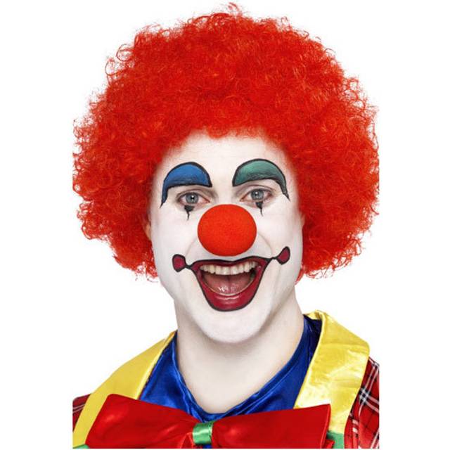 Ladies crazy clown red curly fancy dress circus afro wig
