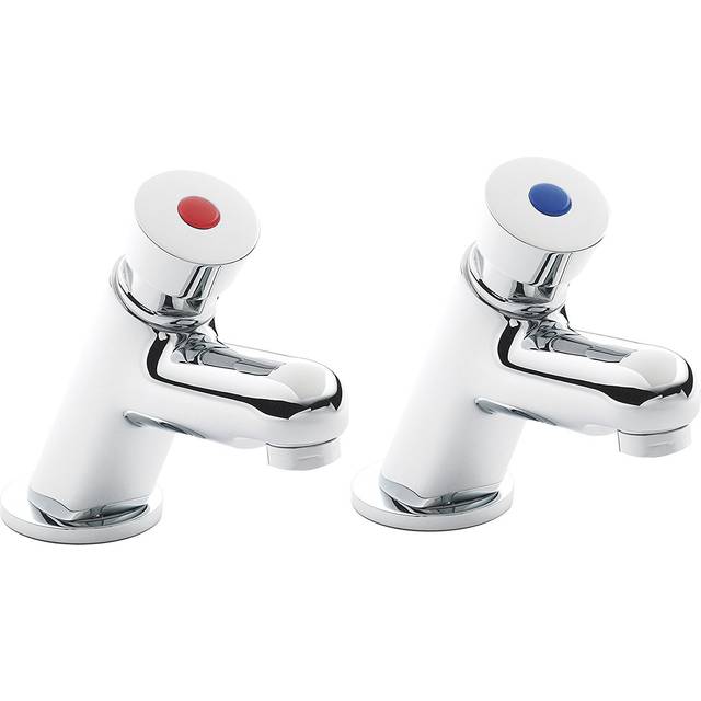 nuie Non Concussive Basin Taps - Chrome, Silver