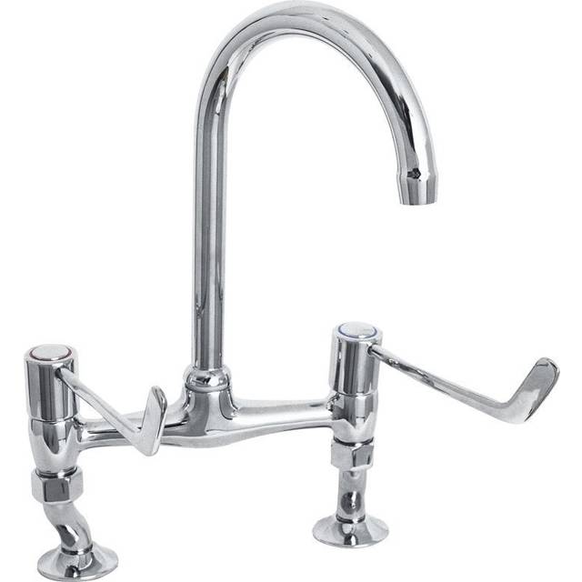 Deva Lever Action Chrome Lever Bridge Sink Mixer Tap DLV305B