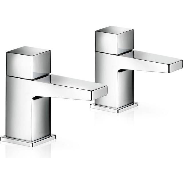 Honesty Square Basin Pillar Taps Chrome Bathroom 1 Pair 2.1815.002 - Mira Showers