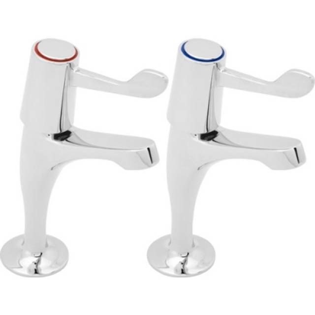 Deva Lever Action Chrome Pair Basin Taps With Metal Backnuts DLT SPEC1