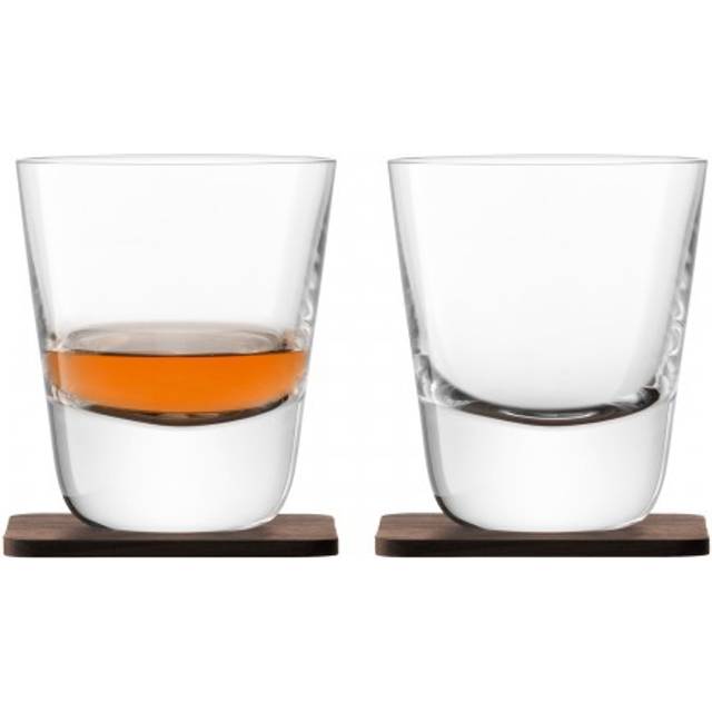 LSA Whisky Arran 250ml Set of 2 Clear Tumblers & 2 Walnut Coasters