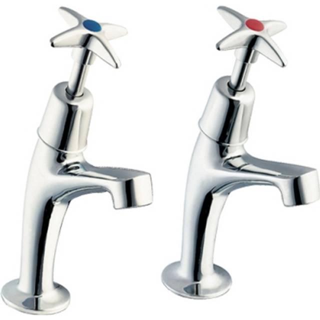 Deva Cross Handle Chrome Hot &amp; Cold Kitchen Sink Taps 183X