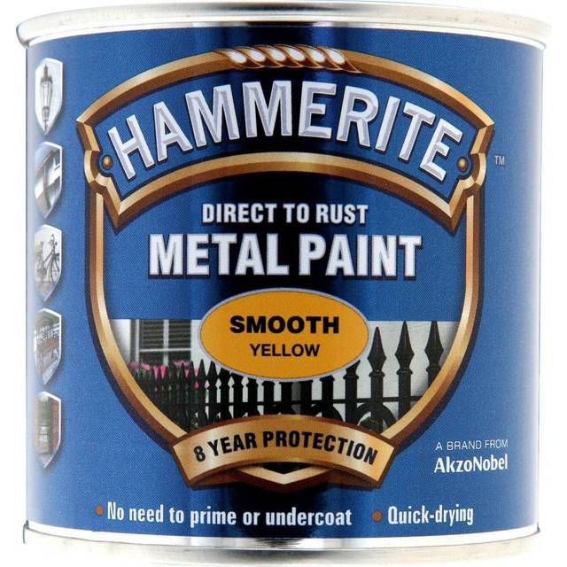 Hammerite Direct to Rust Smooth Yellow Metal Paint - 250ML